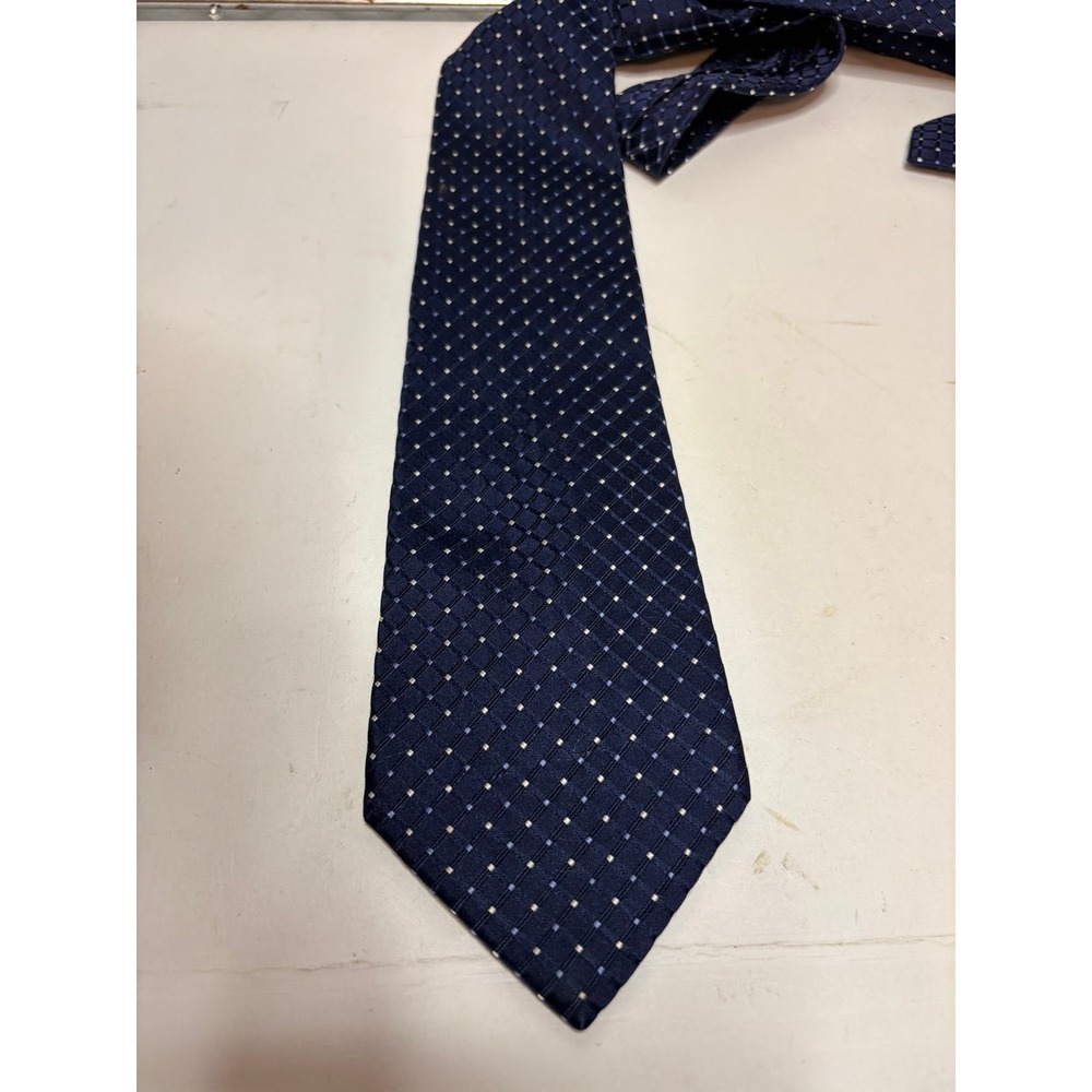 Arrow USA 1851 Blue Geometric Grid Pattern Men's Necktie Classic Silk/Poly